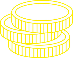 Yellow stack of coins icon PNG transparent background