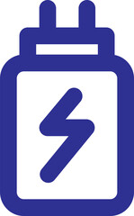 Blue battery charging icon PNG transparent background
