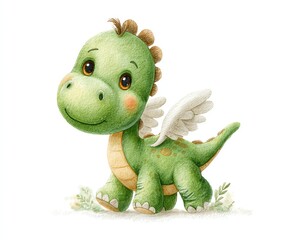 Cute green dragon with tiny wings.