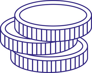 Blue stack of coins icon PNG transparent background