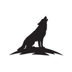 Wolf Howling at Moon Silhouette
