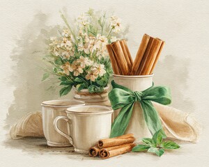 Cinnamon sticks in a cozy kitchen setting.