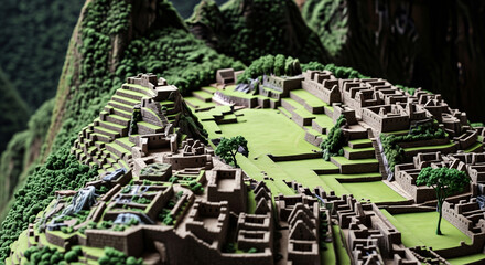 Explore Machu Picchu as the camera pans down the steep clay terraces and steps of this ancient site in Peru revealing its rich details