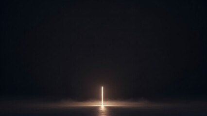 Stunning minimalist glow stick in dark space with mist ideal for technology branding, futuristic design, and modern abstract concepts