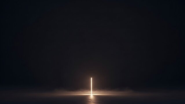 Stunning minimalist glow stick in dark space with mist ideal for technology branding, futuristic design, and modern abstract concepts