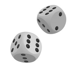 White die on white background. Isolated 3D illustration