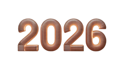 Glowing 2026 corrugated metallic number on black