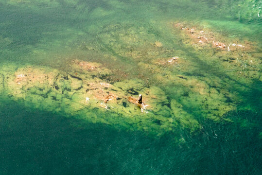 Vue a&eacute;rienne d'une balise &agrave; Barfleur en France