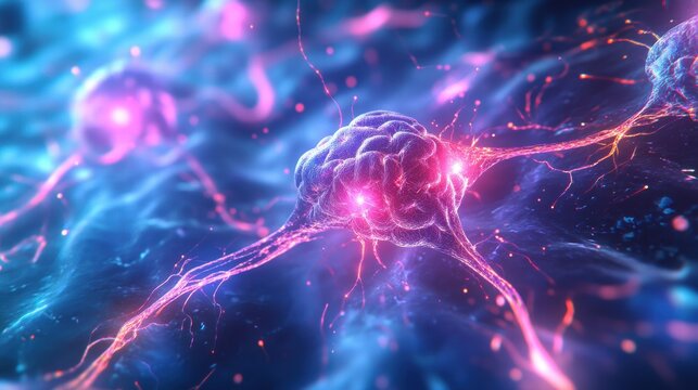 Neurons Transmitting Signals Through Electrical Bursts - Image 0