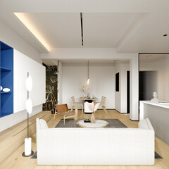 3d render modern living room interior