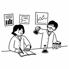 Scientists conducting experiments and analyzing data in a laboratory setting.