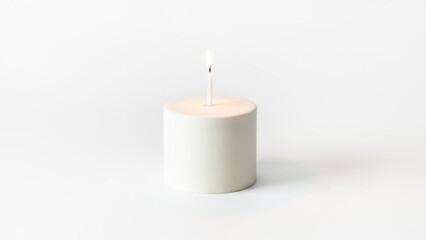 Minimalist White Candle Illuminating a Serene Atmosphere