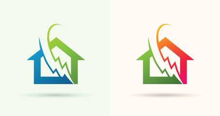 House with lightning power bolt logo smart energy technology electric service brand icon
