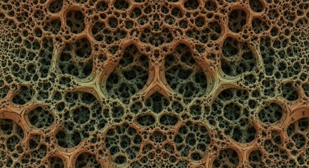 Intricate Organic Fractal Pattern with Textured Surface and Symmetrical Design.