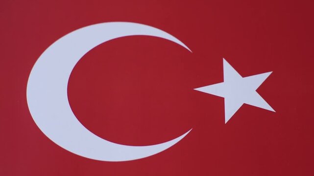 Turkish national flag in red and white color as a symbol of independence. Flag of Turkey
