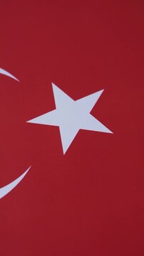 Turkish national flag in red and white color as a symbol of independence. Flag of Turkey