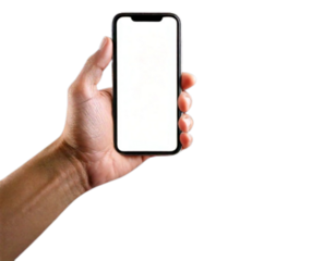 Hand Presenting Smartphone With Blank Screen – Lifestyle View”