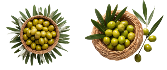 Fresh olives isolated on a transparent background