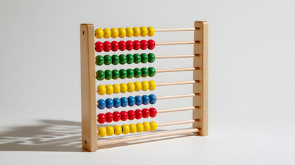 Wooden abacus with colorful beads for mathematics education