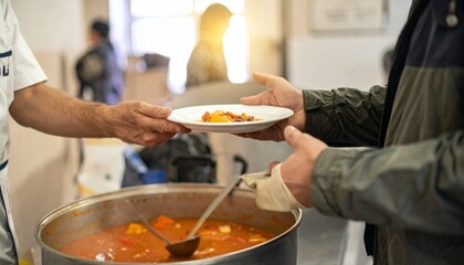 W&auml;rme und Hilfe &ndash; Freiwilliger reicht Essen an Bed&uuml;rftigen
