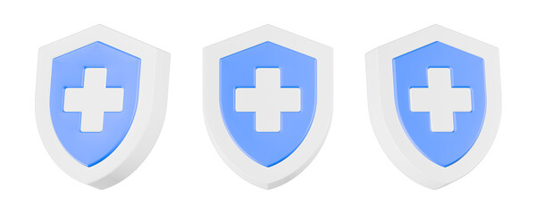 Obraz premium health shield 3d rendering icon white button
