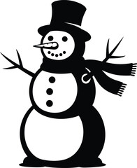 Stylized snowman wearing a top hat and a scarf icon