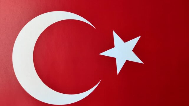 Turkish national flag in red and white color as a symbol of independence. Flag of Turkey