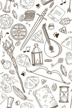 Fantasy RPG DnD Adventure Scene Pattern