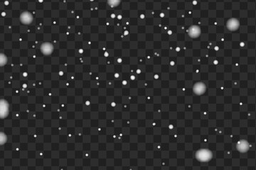 Realistic Snowfall Overlay Effect on Transparent Background for Winter and Christmas Designs