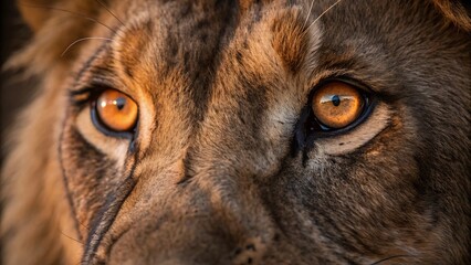 close up of a lion eyes