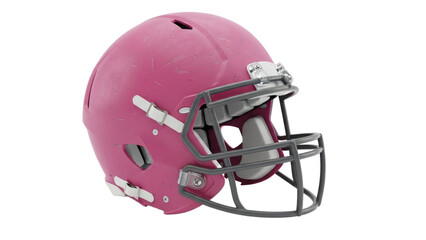 Fototapeta premium Detailed pink football helmet with face mask on transparent background