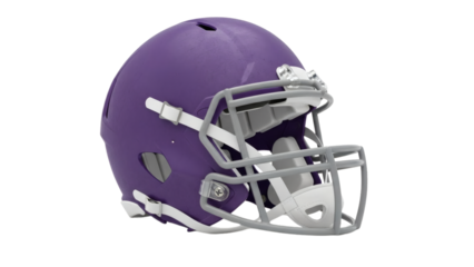 Purple football helmet with face mask detailed view on transparent background