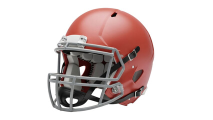 Fototapeta premium Red football helmet with face mask detailed rendering on transparent background