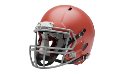 Red football helmet with face mask detailed rendering on transparent background