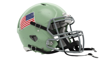 American football helmet with us flag design on transparent background