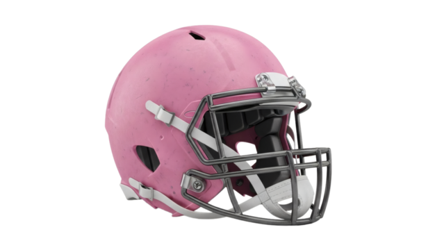 Pink american football helmet with face mask on transparent background - Powered by Adobe