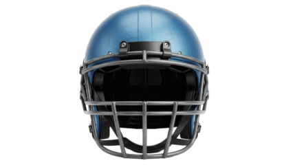 Blue football helmet with face mask isolated on transparent background