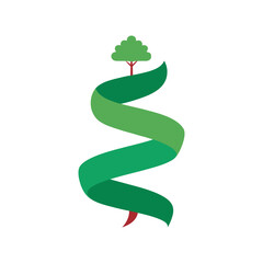 spiral ribbon with tree vector