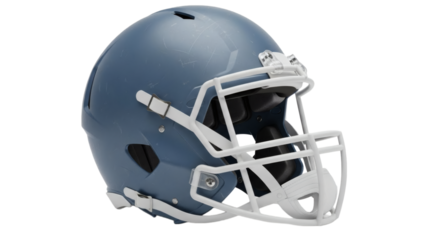 A blue football helmet with face mask isolated on transparent background