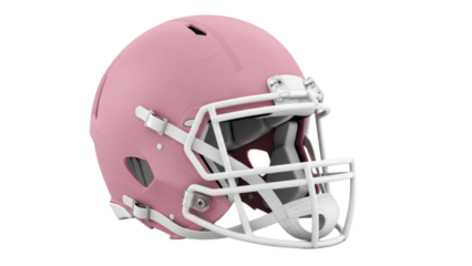 Detailed pink football helmet with face mask ideal for design projects on transparent background