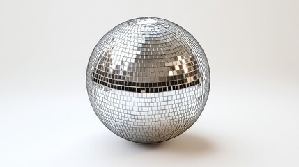 Stunning reflective disco ball resting on a clean white surface ready for dynamic party lighting effects