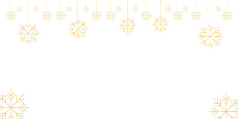 Festive Golden Snowflakes Decorating a White Background for a Winter Holiday Theme