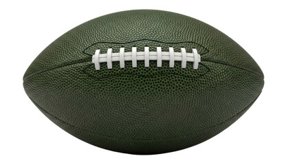 Detailed view of a dark green american football isolated on transparent background