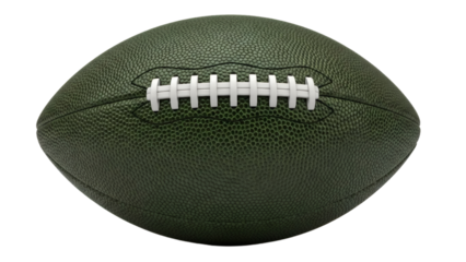 Detailed view of a dark green american football isolated on transparent background