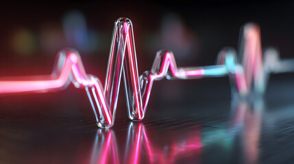 Neon heartbeat line, 3d rendered