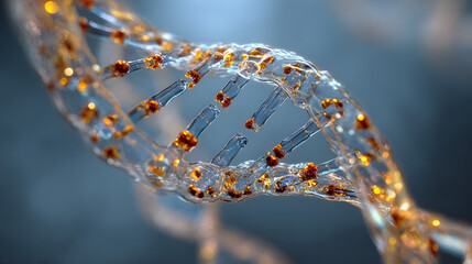 DNA double helix, abstract closeup 3d rendered