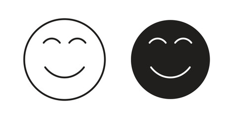 Smile icon with line and silhouette versions.