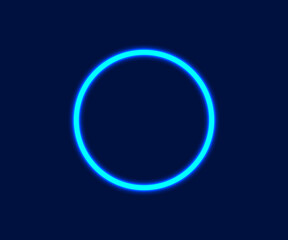 Glowing Neon Blue Circle on Dark Background — Futuristic Light Ring, Minimalist Tech Design, Digital UI Element, Abstract Cyber Aesthetic Illustration