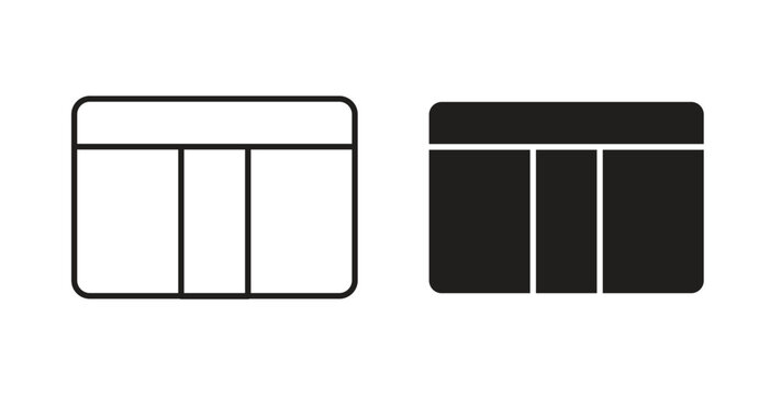 Table layout icon with line and silhouette versions.