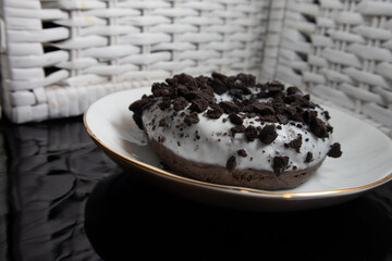 donut with chocolate icing and sprinkles
